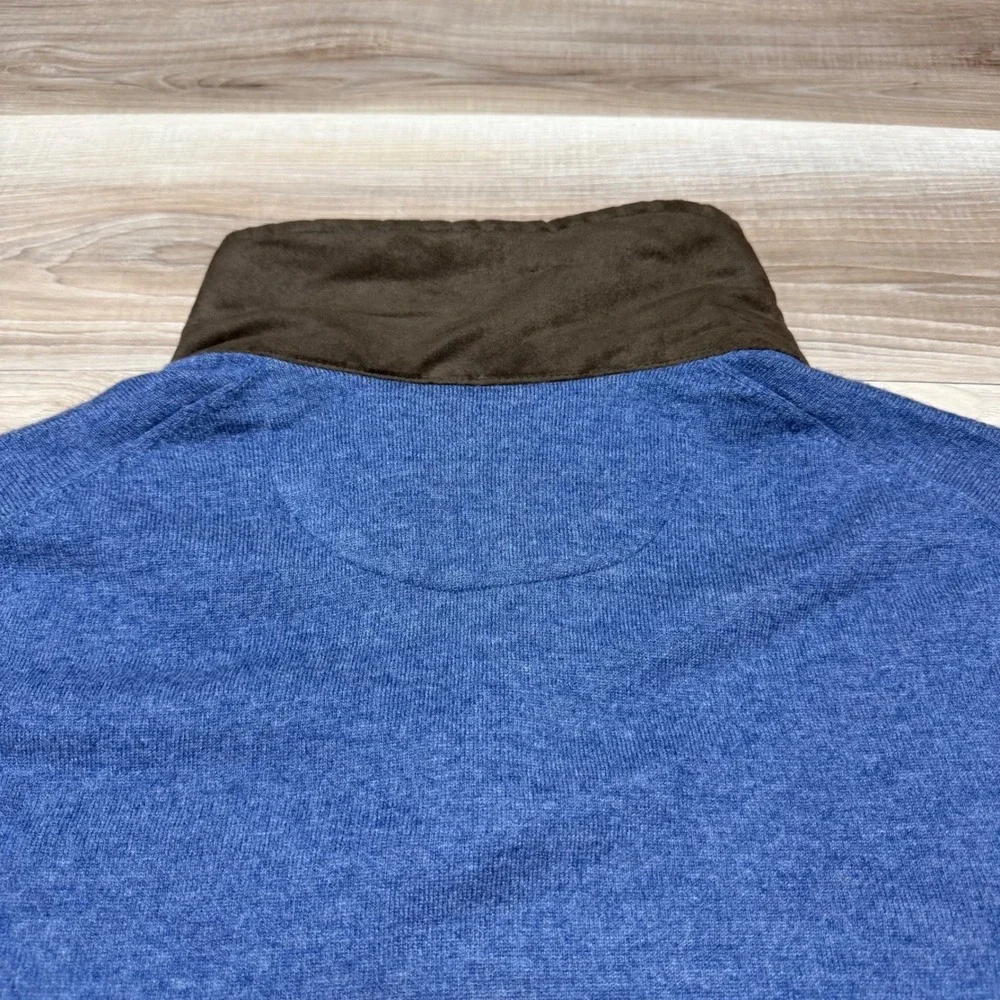Jos. A. Bank Reserve Sweater Mens XL Blue Wool‎ Blend Polo Collar Pocket J036367